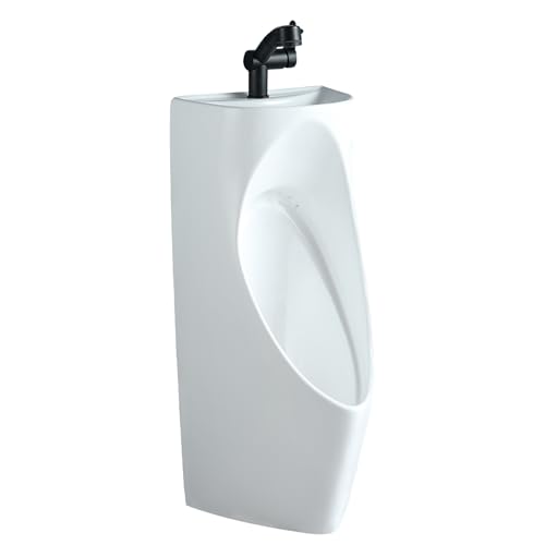 Gtzly Urinal, An Der Wand Montierte Urinale for MäNner mit Waschbecken und Ausziehbarem Wasserhahn, Auslaufsicheres, Verstopfungssicheres Urinal aus Keramik, Wassersparendes Urinal von Gtzly