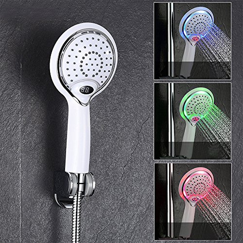 GuDoQi LED Duschbrause, Duschkopf Mit 3 Farben Farbwechsel Temperaturregelung von GuDoQi