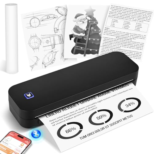 GuKKK Mobiler A4 Drucker für Unterwegs - Thermodrucker Wireless Bluetooth Handy Printer - Unterstützt Thermopapier im 210 x 297 mm Format - Kompatibel mit iOS & Android von GuKKK