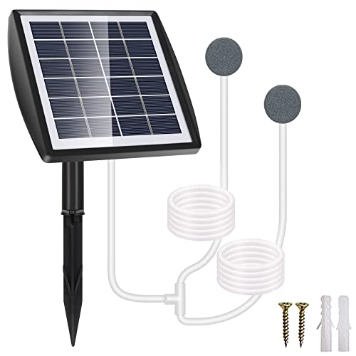 GuKKK Solar Sauerstoffpumpe, 2W Solar Teichbelüfter mit 2200mAh Akku, Solar Luftpumpe Aquarium Oxygenator, Oxygenator Aquarium Luftpumpe Angelbelüfter mit Rohr Luftblasensteinen, für Gartenteiche von GuKKK