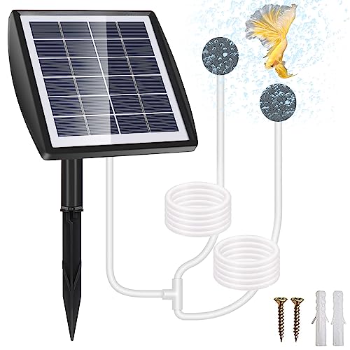 GuKKK Solar Sauerstoffpumpe, 2W Solar Teichbelüfter mit 2200mAh Akku, Solar Luftpumpe Aquarium Oxygenator, Oxygenator Aquarium Luftpumpe Angelbelüfter mit Rohr Luftblasensteinen, für Gartenteiche (A) von GuKKK