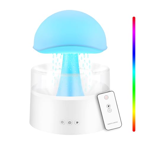 Rain Cloud Humidifier mit Fernbedienung, GuKKK 3 in 1 Luftbefeuchter/Aroma Diffuser / 7 Farben Nachtlicht Öldiffusor, 500 ML Diffuser Humidifier, Pilz Wasser Lampe, für Büro Schlafzimmer von GuKKK