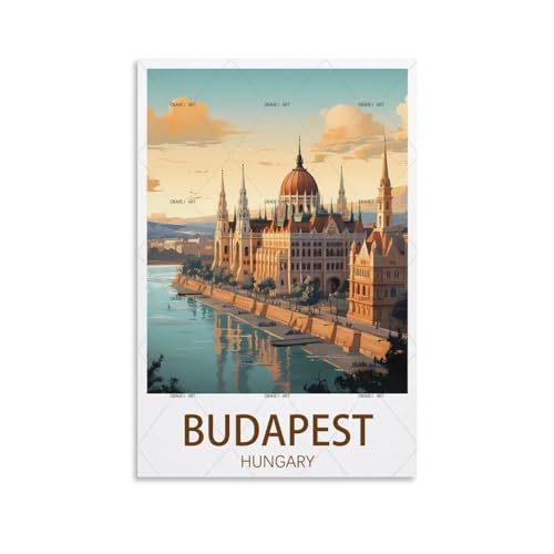 GuYaNa Budapest Ungarn, Vintage-Reise-Poster, Landschaft, 20 x 30 cm, Leinwand-Kunstdruck, Gemälde für Wanddekoration, Wohnzimmer, Schlafzimmer von GuYaNa