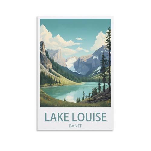 GuYaNa Lake Louise Banff Vintage-Reise-Poster, Landschaft, 20 x 30 cm, Leinwand-Kunstdruck, Gemälde für Wanddekoration, Wohnzimmer, Schlafzimmer von GuYaNa