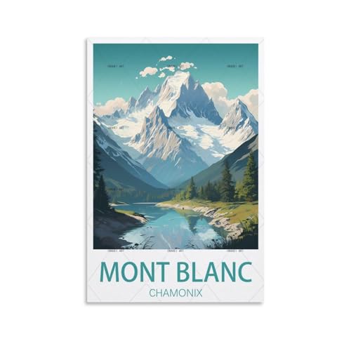 GuYaNa Mont Blanc Chamonix Vintage-Reiseposter Landschaft, 50 x 75 cm, Leinwand-Kunstdruck, Gemälde für Wanddekoration, Wohnzimmer, Schlafzimmer von GuYaNa