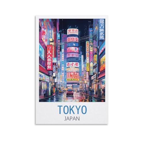 GuYaNa Tokyo Japan Vintage Reiseposter 40 x 60 cm, Leinwand-Kunstdruck, Gemälde für Wanddekoration, Wohnzimmer, Schlafzimmer von GuYaNa