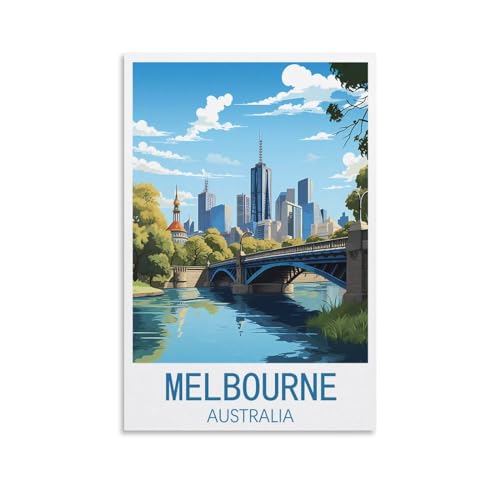 GuYaNa Vintage-Reiseposter Melbourne Australien, 50 x 75 cm, Leinwand-Kunstdruck, Gemälde für Wanddekoration, Wohnzimmer, Schlafzimmer von GuYaNa