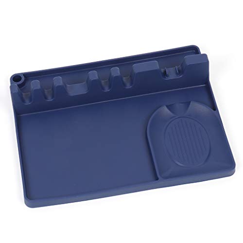 2-in-1 Silikon-Löffelhalter für Herd, Küche, Kochutensilienablage mit Abtropfpad, inklusive 5 Schlitzen, 1 für Esstisch von Guaber