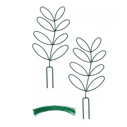 2 x Garten-Rankgitter für kleine Topfpflanzen, mit 20 Bändern zum Klettern für drinnen und draußen, für Blumen- und Gemüsekäfig von Guaber