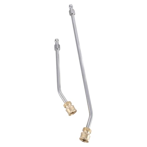 2 x Hochdruckreiniger-Verlängerungsstange, Edelstahl, 6,35 mm Schnellverbindung, Unterlegscheiben, gebogene Verlängerungsstange, Edelstahl-Lanzen von Guaber
