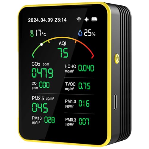 CO2 PM2.5 Formaldehyd TVOC Temperatur-Feuchtigkeitstestgerät Luftdetektor Luftverschmutzungsmessgerät für Zuhause Formaldehyd-Tester CO2 PM2.5 Formaldehyd TVOC Temperatur-Feuchtigkeitstestgerät Luftdetektor Luftverschmutzungsmessgerät für Zuhause Formaldehyd-Tester von Guaber