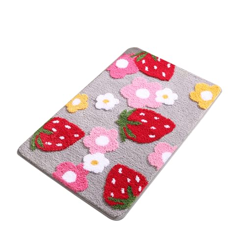 Guaber Erdbeer Badezimmer Teppiche Mikrofaser Badezimmerboden Teppich Sicheres Antislip Bodenbedeckung Für Familien Verwenden Maschinenwaschbar Teppich von Guaber