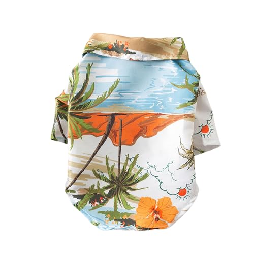 Guaber Shirts Coole Hundekleidung Strandhemd Strand Welpe Hawaiianer Blattdruck Welpenhemden von Guaber