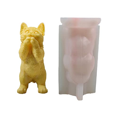 Katzenkerzenformen Stehende Katzen Silikonform Für Kerzenseife Machen Ornamente Gips Aromatherapie Kerzen Silikon Dekoration Säule Herz Weihnachten Bienenwachs/Soja Wachs von Guaber