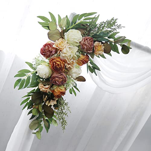 Künstliche Rosengirlande Rattan Floral Hochzeit Blume Hintergrund Bogen Wanddekoration Künstliche Girlande Weihnachten Weiß von Guaber