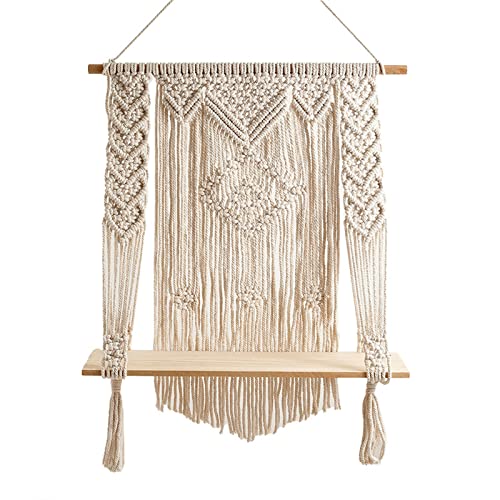 Makrame Wandhänge Lagerregal Teppich Rack Kunst Gewebtes Dekore Art Decor Ornament Hängende Lagerregale Handregal Kulisse von Guaber