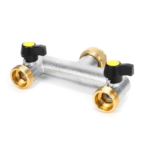 Wasserhahn-Verteiler aus Messing, 1,9 cm (3/4 Zoll), Schlauchanschluss, 2-Wege mit Ventiladapter für Heimschlauch, Wasserhahn, Bewässerung von Guaber