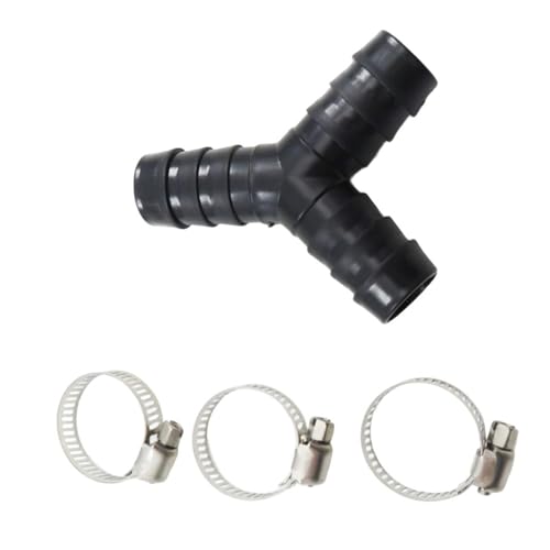 Y-förmiger Ablaufanschluss, schwarzes Verlängerungsrohr für Waschmaschine, 20 mm Durchmesser, auslaufsicher, stabile Rohrverschraubung, schwarz, Y-förmiger Verlängerungsrohrverbinder von Guaber