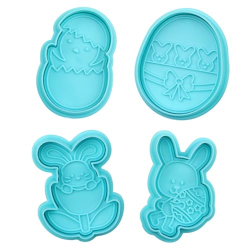 Guador Ausstechformen Kinder Ausstecher Ostern Keksausstecher Backformchen 3D Ausstecher Kunststoff Ausstechformen 4pcs Oster-Ausstechformen-Set für Keksteig Fondant Cookie Donut Kuchendekoration von Guador