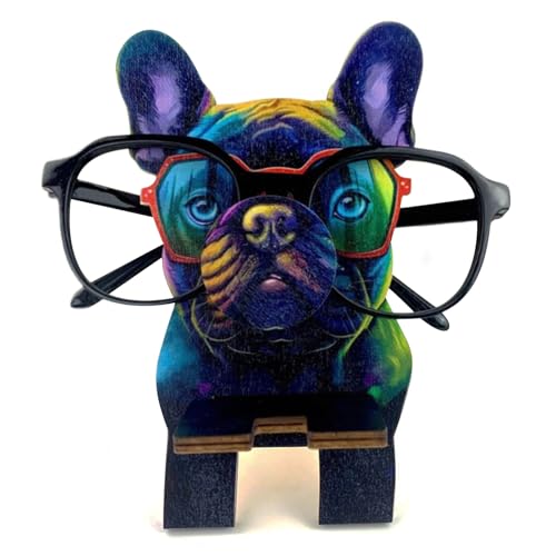 Guador Brillenhalter, Sonnenbrillen Präsentationsständer Wooden Spectacle Holder Kreativer Brillenhalter Wand Holz-Tier-Brillenständer Lustige Dekorativer Brillen (Cooler kleiner Hund) von Guador