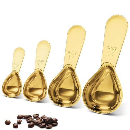 Kaffeelöffel,Guador 4er Set Kaffeelöffel Portionierer Kaffeelöffel-Set Kaffeelot Gold Kaffeedosierlöffel Edelstahl Kaffee Osierlöffel Kurzer Griff Kaffeemesslöffel 2 x 15ml Und 2 x 30ml Kaffeelöffel Kaffeelöffel,Guador 4er Set Kaffeelöffel Portionierer Kaffeelöffel-Set Kaffeelot Gold Kaffeedosierlöffel Edelstahl Kaffee Osierlöffel Kurzer Griff Kaffeemesslöffel 2 x 15ml Und 2 x 30ml Kaffeelöffel von Guador
