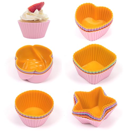 Silikon Muffinförmchen,Guador 30 Stuck Muffinform Silikon Backform,5 Typen Formen 6 Farben Wiederverwendbare Muffinformen Aus Hochwertigem,Antihaft Beschichtete Muffin Silikonform, Spülmaschinenfest Silikon Muffinförmchen,Guador 30 Stuck Muffinform Silikon Backform,5 Typen Formen 6 Farben Wiederverwendbare Muffinformen Aus Hochwertigem,Antihaft Beschichtete Muffin Silikonform, Spülmaschinenfest von Guador