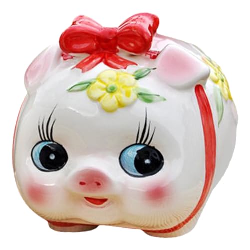 Sparschwein,Guador Keramik Spardose Kinder Münze Sparschwein Personalisierte Sparbüchse Tier Geld Bank Piggy Bank Münze Bank Glücksschwein für Dekoration des Kinderzimmers/Geschenk/Taufgeschenke(Rot) von Guador