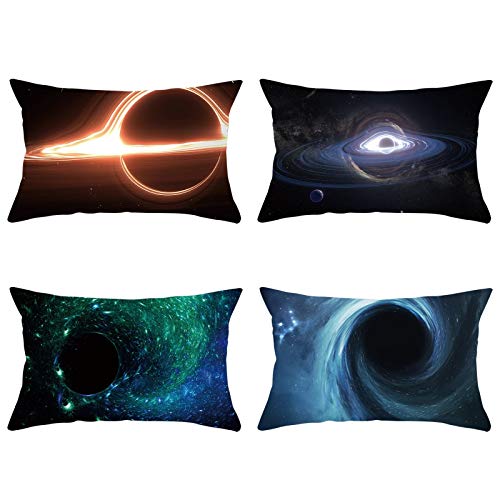 4 Stück Dekorative Kissenbezug 30x50cm, Polyester Universum Galaxy Dekorativer rechteckiger Dekokissenbezug für Sofa-Couch-Dekoration, Blau, Set 6 von Gualiy