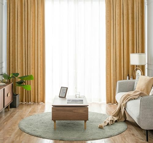 Blickdichte Vorhänge mit Ösen 2er Set, Verdunkelungs Vorhänge Jacquard Wolke Vorhänge Gardinen B 137 x H 244 cm Gardinen Vorhang Fenster, Gelb Blickdichte Vorhänge mit Ösen 2er Set, Verdunkelungs Vorhänge Jacquard Wolke Vorhänge Gardinen B 137 x H 244 cm Gardinen Vorhang Fenster, Gelb von Gualiy