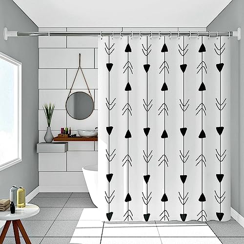 Gualiy Bad Vorhang 200x180CM, Schwarzer Pfeil Duschvorhang Textil Schimmelresistent Schwarz Weiß Badvorhang von Gualiy