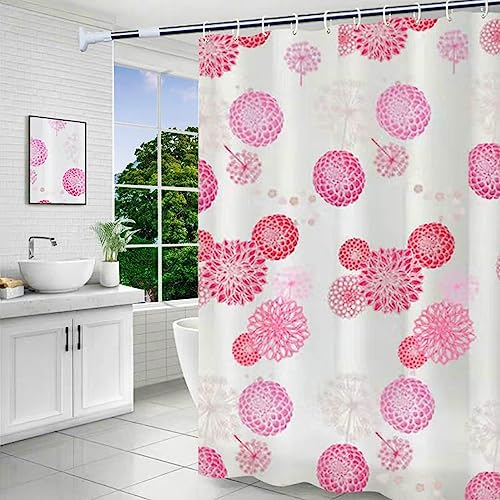 Gualiy Bad Vorhang 80x180CM, mit Blumenmotiv Duschvorhang Antischimmel Waschbar Rosa Bad Vorhang von Gualiy