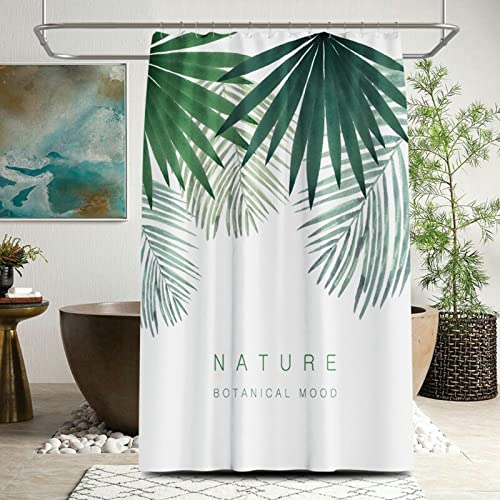 Gualiy Duschvorhang Polyestergewebe, Duschvorhang Antischimmel Waschbar Blätter Nature Botanical Mood Badvorhang Grün Duschvorhang 120x200CM von Gualiy