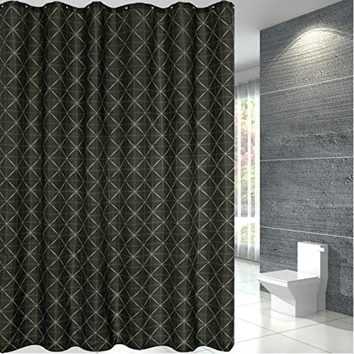 Gualiy Duschvorhang Schwarz, Duschvorhang 180x180 Antischimmel Geometrisch Muster Duschvorhänge Wasserdichter Polyester Shower Curtains Waschbar Duschvorhang mit 12 Duschvorhangringen von Gualiy