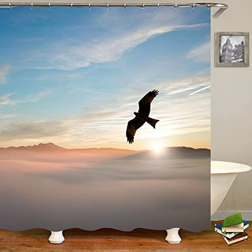 Gualiy Duschvorhang Stoff Wasserdicht, Duschvorhang Adler und Himmel Duschvorhang Antischimmel Stoff Bunt Badvorhang 90x180cm von Gualiy