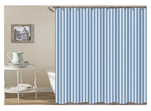 Gualiy Duschvorhang für Badewanne Stoff, Duschvorhänge Anti Schimmel Blaues weißes Streifen-Muster Badvorhang Blau Duschvorhang 165x180 cm von Gualiy