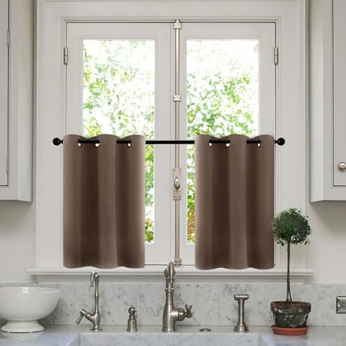 Gualiy Fenster Vorhänge Kurz 2er Set, Vorhänge Blickdicht Doppelseitig Einfarbig Gardinen für Küche Schlafzimmer Wohnzimmer, H 76 x B 86 cm Gualiy Fenster Vorhänge Kurz 2er Set, Vorhänge Blickdicht Doppelseitig Einfarbig Gardinen für Küche Schlafzimmer Wohnzimmer, H 76 x B 86 cm von Gualiy