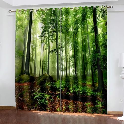 Gualiy Polyester Vorhänge 2er Set, Vorhang Blickdicht 214x274 Natur Waldlandschaft Ösenvorhang Verdunkelung Gualiy Polyester Vorhänge 2er Set, Vorhang Blickdicht 214x274 Natur Waldlandschaft Ösenvorhang Verdunkelung von Gualiy