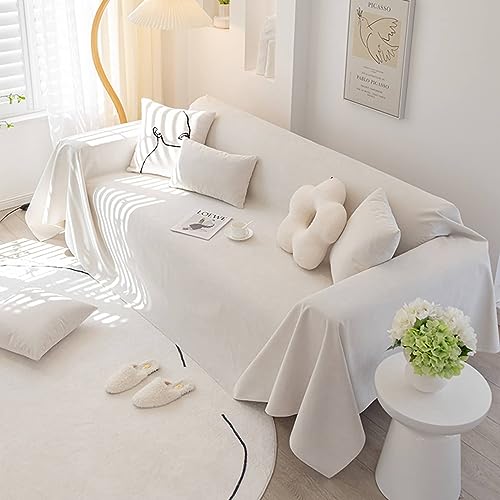 Gualiy Sofa Überzug 90x240cm, Einfarbig Sofa Überzug 2 Sitzer Sofaüberwurf rutschfest Cremig Weiß Couchbezug für Wohnlandschaft von Gualiy
