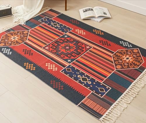 Gualiy Teppich Rechteckig Esstisch, Teppich 120x170 Geometrisch mit Quasten Teppiche Waschbar von Gualiy