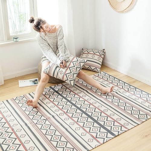 Gualiy Teppich Wohnzimmer Esstisch, Teppich 230x175 Geometrisch Teppiche Waschbar, Hellgrau Rot von Gualiy