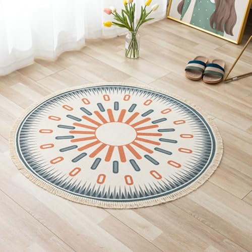 Gualiy Teppich Wohnzimmer Esstisch, Teppich Rund 180 Mandala mit Quasten Teppiche Schlafzimmer von Gualiy