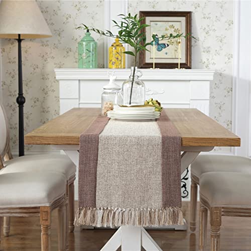 Gualiy Vintage Tischläufer Baumwolle, Tischläufer 180CM Tischläufer Modern mit Quasten Tischläufer Abwaschbar Hitzebeständig Tischläufer für Wohnzimmertisch 38x180CM von Gualiy