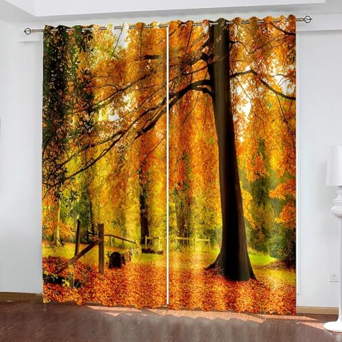 Gualiy Vorhänge Blickdicht 2er Set, Vorhänge Orange 152x214cm Natur Herbstlandschaft Verdunkelungsvorhang Lang Gualiy Vorhänge Blickdicht 2er Set, Vorhänge Orange 152x214cm Natur Herbstlandschaft Verdunkelungsvorhang Lang von Gualiy