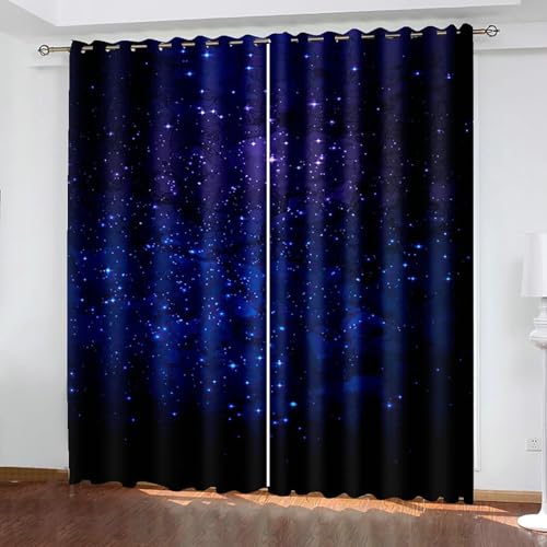 Gualiy Vorhänge Fenster Blickdicht, Gardinen 102x160 Universum Sternenhimmel Sterne Vorhang Gardine 2er Set Gualiy Vorhänge Fenster Blickdicht, Gardinen 102x160 Universum Sternenhimmel Sterne Vorhang Gardine 2er Set von Gualiy