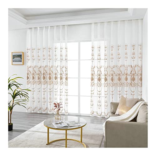 Gualiy Vorhänge Wohnzimmer Modern Set, Vorhänge Modern Stickmuster Vorhang Dünn 137 x 274 cm Beige Vorhänge für Fenster Gualiy Vorhänge Wohnzimmer Modern Set, Vorhänge Modern Stickmuster Vorhang Dünn 137 x 274 cm Beige Vorhänge für Fenster von Gualiy