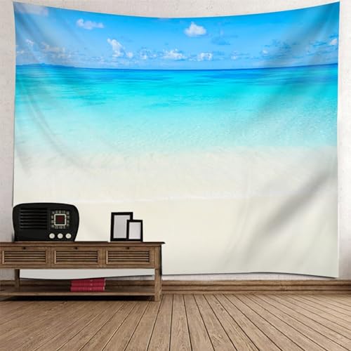 Gualiy Wandbehang Wohnzimmer Ozean, Tapisserie 210x140 Strand Meer Tapestry für Wohnzimmer Schlafzimmer, Blau Grün Beige von Gualiy