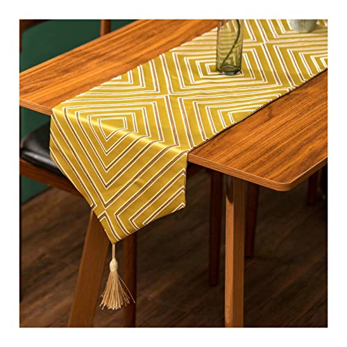 Tischläufer Modern Esszimmer, Leinen Tischläufer Küche Abwaschbar 32x120cm Geometrisches Muster Tischläufer für Wohnzimmer, Gold von Gualiy