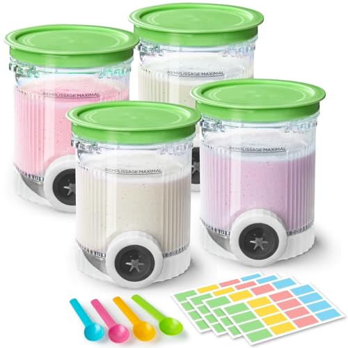 Creami Swirl Pints & Deckel für Ninja, kompatibel mit NC700 Series Ninja Swirl Eis- und Soft-Serve-Makern, mit 4 Löffeln und 64 beschreibbaren Etiketten, BPA-frei und spülmaschinenfest, grüne Deckel Creami Swirl Pints & Deckel für Ninja, kompatibel mit NC700 Series Ninja Swirl Eis- und Soft-Serve-Makern, mit 4 Löffeln und 64 beschreibbaren Etiketten, BPA-frei und spülmaschinenfest, grüne Deckel von GuanQiao
