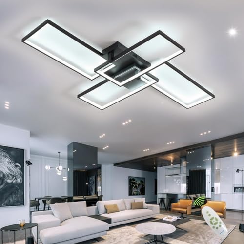 Guang Shuo LED Deckenleuchte Dimmbar, L130cm LED Deckenleuchte Wohnzimmer mit Fernbedienung,4 Schicht Wohnzimmerlampe Deckenleuchte Schwarz, Wohnzimmerlampe Led mit Memory Funktion, für Wohnzimmer Guang Shuo LED Deckenleuchte Dimmbar, L130cm LED Deckenleuchte Wohnzimmer mit Fernbedienung,4 Schicht Wohnzimmerlampe Deckenleuchte Schwarz, Wohnzimmerlampe Led mit Memory Funktion, für Wohnzimmer von Guang Shuo