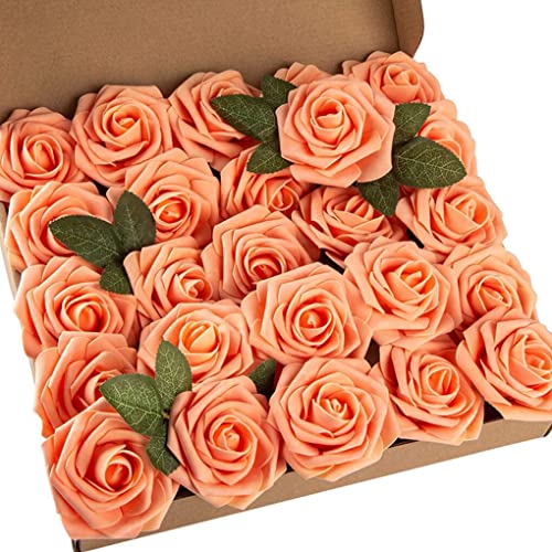 Guangcailun 25 Stück lebensechte künstliche Blumen für den Haushalt, für den Innenbereich, Bankett, Zeremonie, Hochzeit, tragbar, Simulationsrosen, Dekoration, Orange von Guangcailun